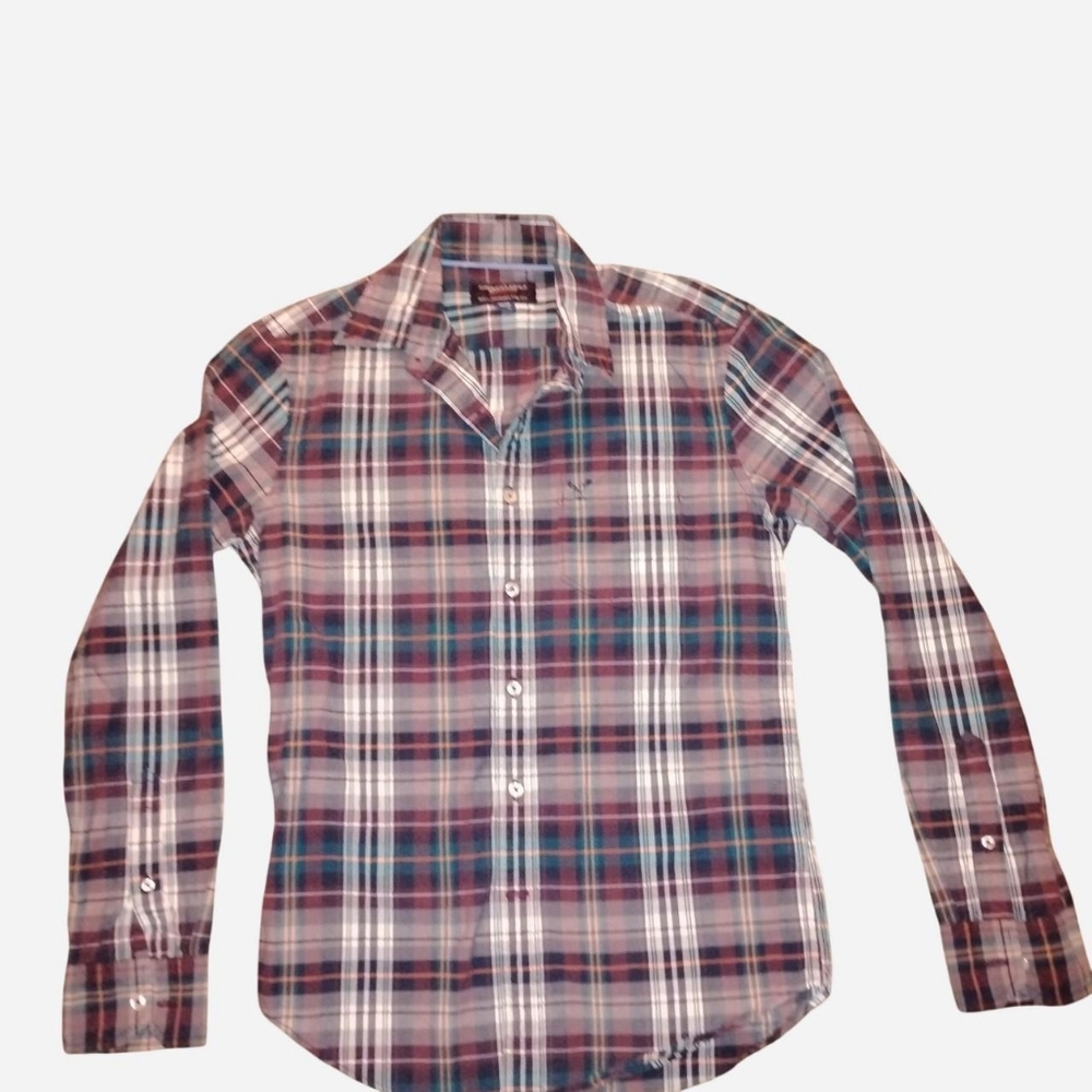 American Eagle Athletic Fit Plaid Button Down Shirt - XS